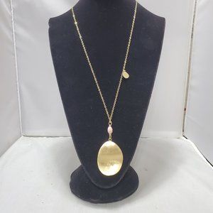 ILLUMINATA gold chain with gold petal and stone necklace